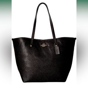 NWOT! Large black leather Coach Tote Bag